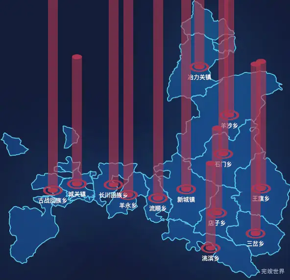 echarts甘南藏族自治州临潭县geoJson地图添加柱状图