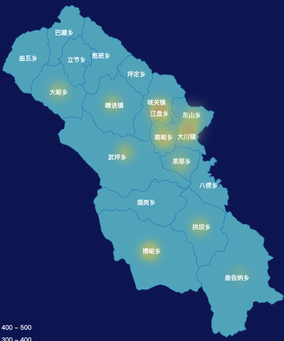 echarts甘南藏族自治州舟曲县geoJson地图热力图