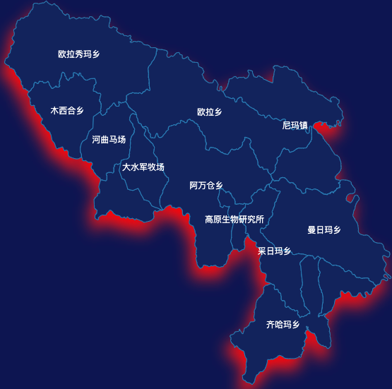 echarts甘南藏族自治州玛曲县geoJson地图阴影