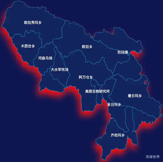 echarts甘南藏族自治州玛曲县geoJson地图阴影