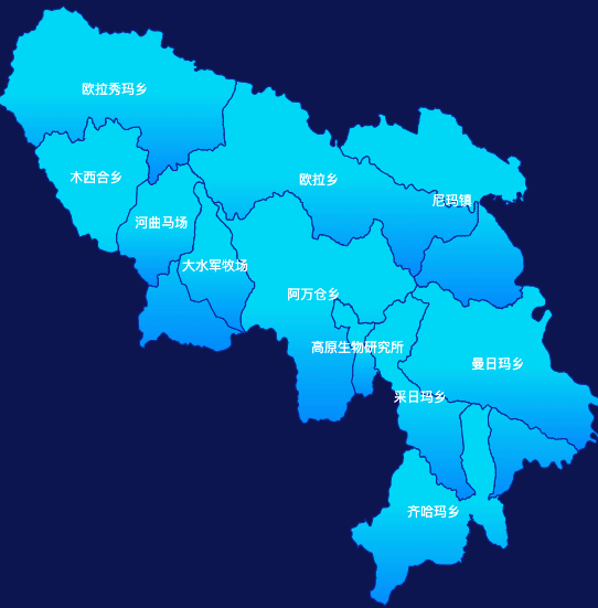 echarts甘南藏族自治州玛曲县geoJson地图局部颜色渐变