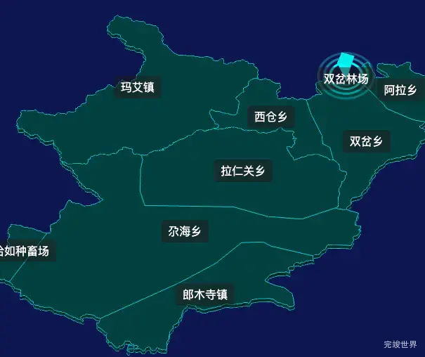 threejs甘南藏族自治州碌曲县geoJson地图3d地图CSS2D外加旋转棱锥