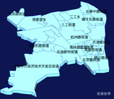 echarts乌鲁木齐市新市区geoJson地图3d地图