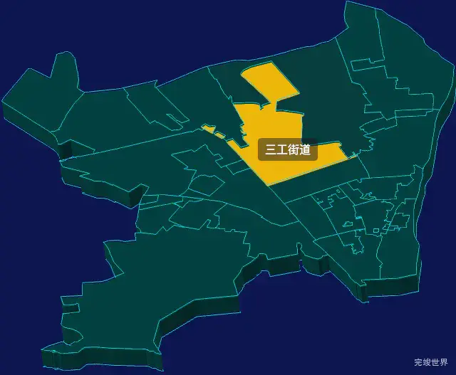 threejs乌鲁木齐市新市区geoJson地图3d地图鼠标移入显示标签并高亮