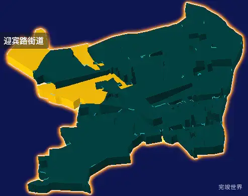 threejs乌鲁木齐市新市区geoJson地图3d地图添加金色效果