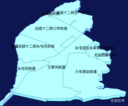 echarts乌鲁木齐市头屯河区geoJson地图3d地图