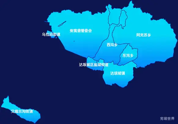 echarts乌鲁木齐市达坂城区geoJson地图局部颜色渐变