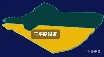 threejs克拉玛依市白碱滩区geoJson地图3d地图鼠标移入显示标签并高亮