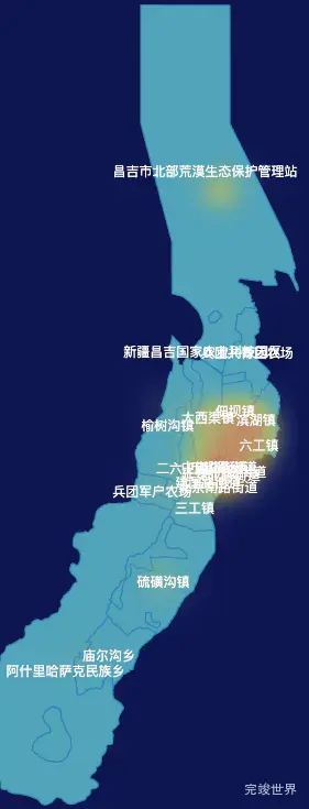 echarts昌吉回族自治州昌吉市geoJson地图热力图