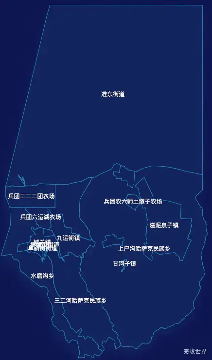 echarts昌吉回族自治州阜康市geoJson地图地图下钻展示