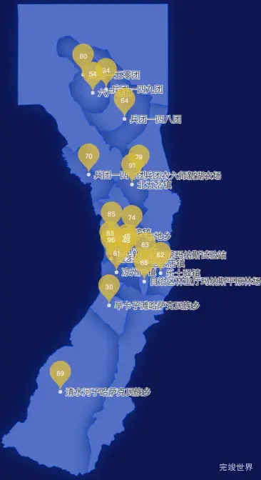 echarts昌吉回族自治州玛纳斯县geoJson地图水滴状气泡图