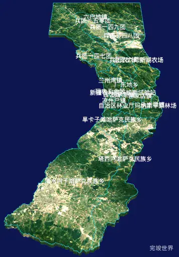 echarts昌吉回族自治州玛纳斯县geoJson地图3d地图自定义贴图-绿色地面
