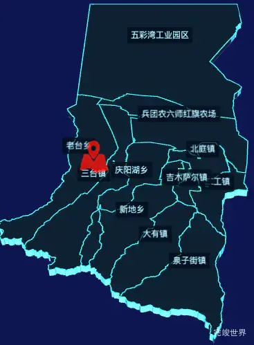 echarts昌吉回族自治州吉木萨尔县geoJson地图3d地图自定义图标