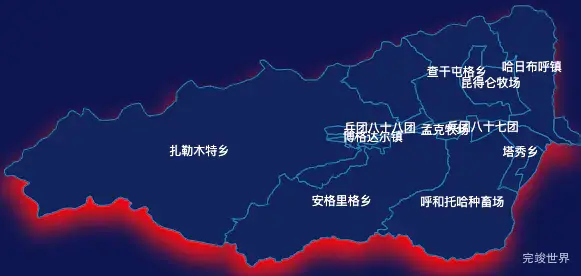 echarts博尔塔拉蒙古自治州温泉县geoJson地图阴影
