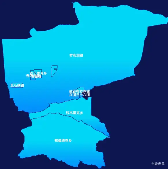 echarts巴音郭楞蒙古自治州若羌县geoJson地图局部颜色渐变