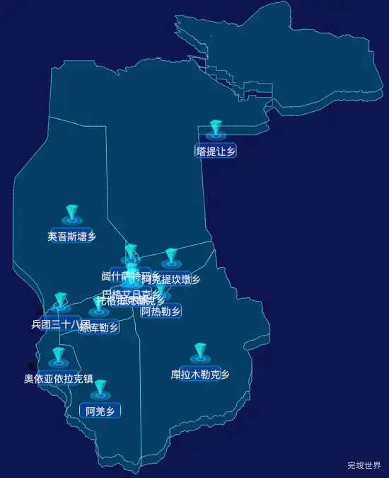 echarts巴音郭楞蒙古自治州且末县geoJson地图点击跳转到指定页面