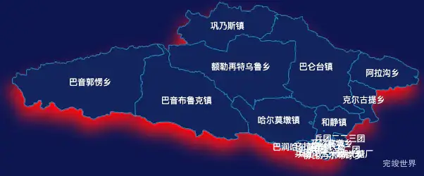 echarts巴音郭楞蒙古自治州和静县geoJson地图阴影
