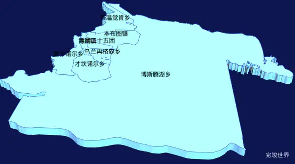 echarts巴音郭楞蒙古自治州博湖县geoJson地图3d地图