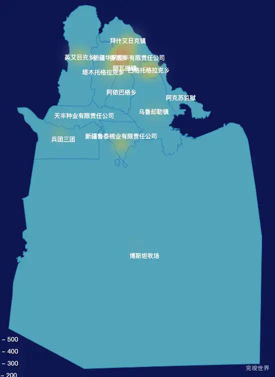 echarts阿克苏地区阿瓦提县geoJson地图热力图