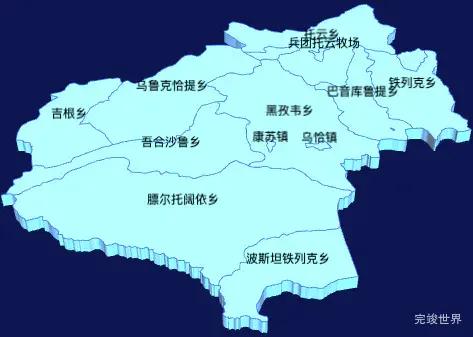 echarts克孜勒苏柯尔克孜自治州乌恰县geoJson地图3d地图