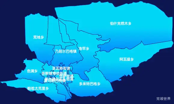 echarts喀什地区喀什市geoJson地图局部颜色渐变