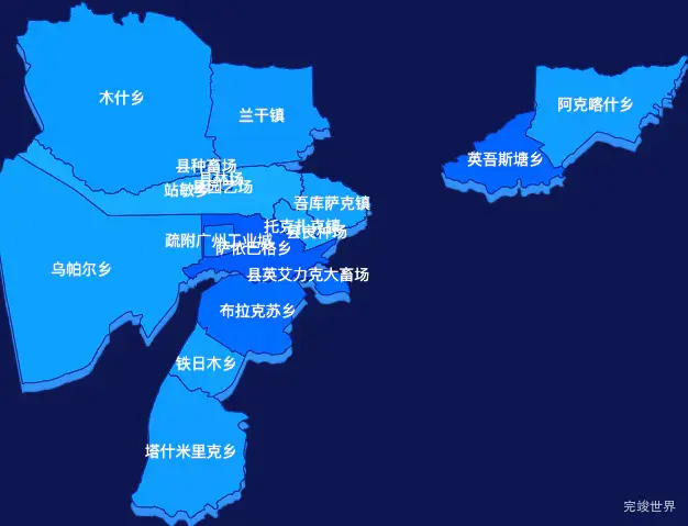 echarts喀什地区疏附县geoJson地图 visualMap控制地图颜色