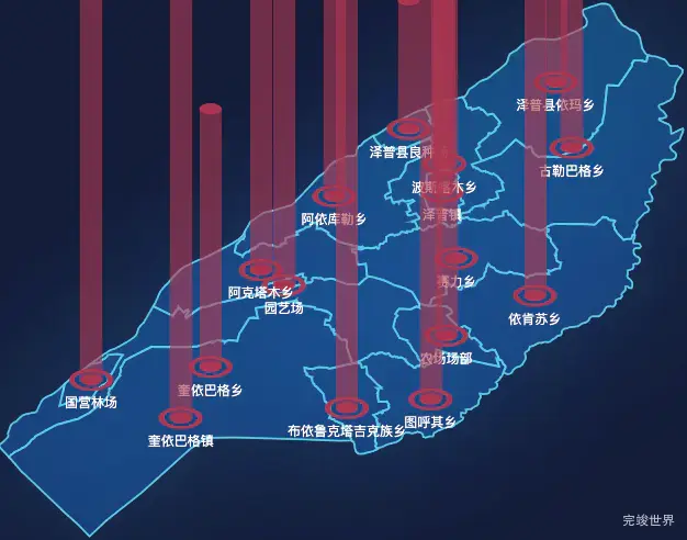 echarts喀什地区泽普县geoJson地图添加柱状图