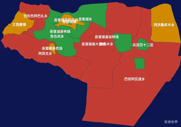 echarts喀什地区岳普湖县geoJson地图定义颜色