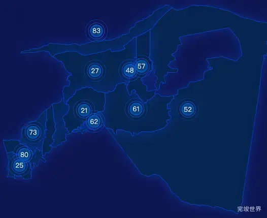 echarts喀什地区巴楚县geoJson地图圆形波纹状气泡图