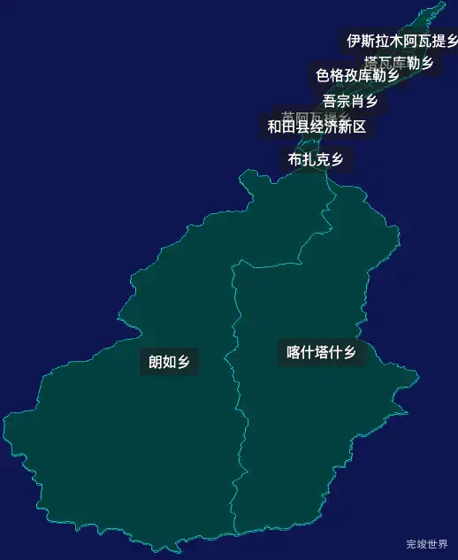 threejs和田地区和田县geoJson地图3d地图css2d标签