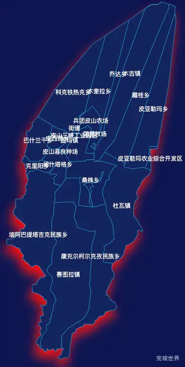 echarts和田地区皮山县geoJson地图阴影