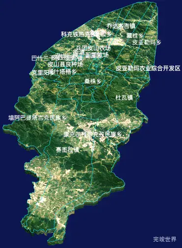 echarts和田地区皮山县geoJson地图3d地图自定义贴图-绿色地面