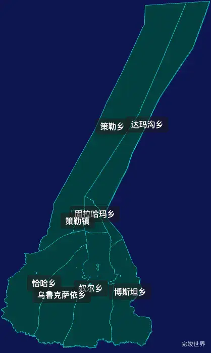 threejs和田地区策勒县geoJson地图3d地图CSS2D外加旋转棱锥