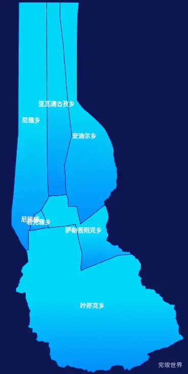 echarts和田地区民丰县geoJson地图局部颜色渐变
