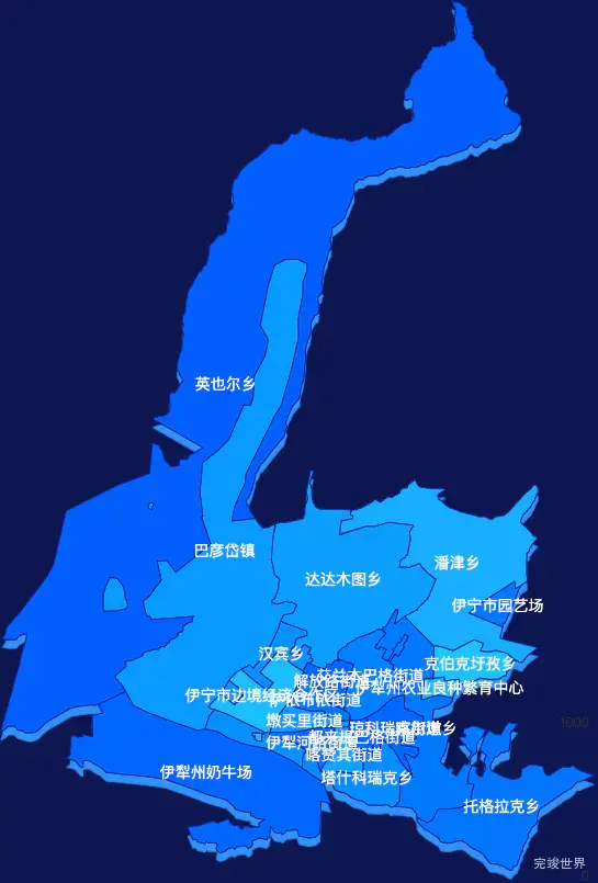echarts伊犁哈萨克自治州伊宁市geoJson地图 visualMap控制地图颜色