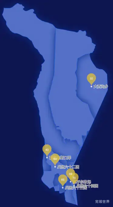 echarts伊犁哈萨克自治州霍尔果斯市geoJson地图水滴状气泡图
