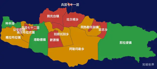 echarts伊犁哈萨克自治州新源县geoJson地图定义颜色