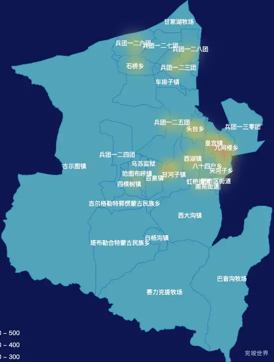 echarts塔城地区乌苏市geoJson地图热力图