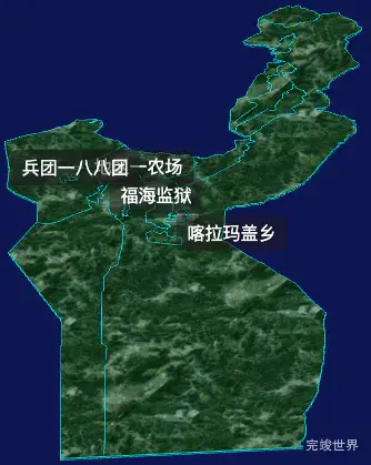 threejs阿勒泰地区福海县geoJson地图3d地图自定义贴图加CSS2D标签