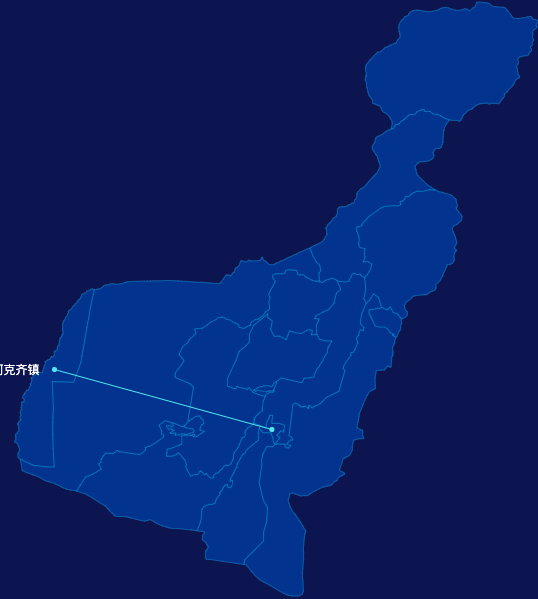 echarts阿勒泰地区哈巴河县geoJson地图自定义引导线