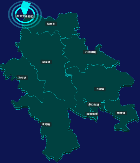 threejs荆门市东宝区geoJson地图3d地图添加旋转棱锥