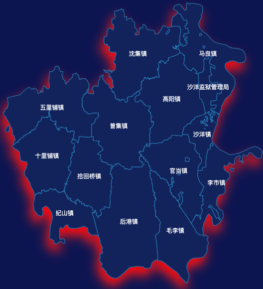 echarts荆门市沙洋县geoJson地图阴影