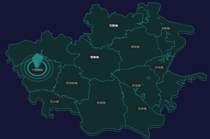 threejs荆门市沙洋县geoJson地图3d地图添加旋转棱锥