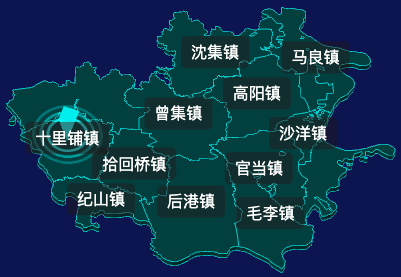 threejs荆门市沙洋县geoJson地图3d地图CSS2D外加旋转棱锥