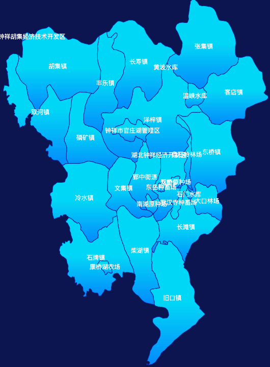echarts荆门市钟祥市geoJson地图局部颜色渐变