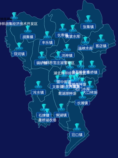 echarts荆门市钟祥市geoJson地图点击跳转到指定页面