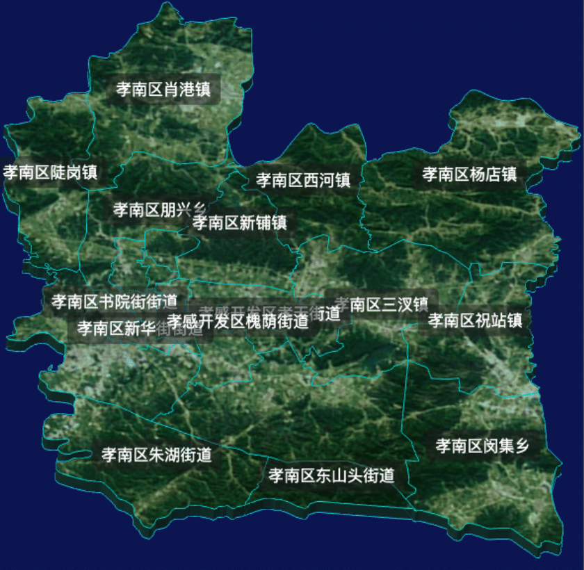 threejs孝感市孝南区geoJson地图3d地图自定义贴图加CSS2D标签