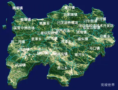 echarts孝感市汉川市geoJson地图3d地图自定义贴图-绿色地面