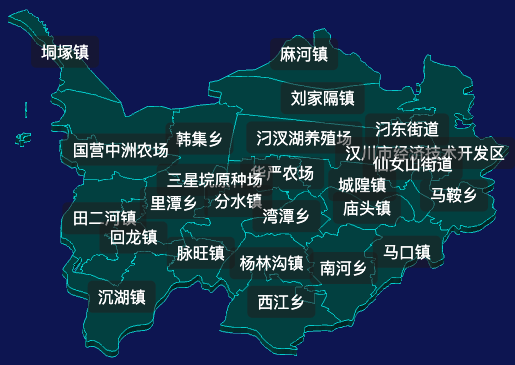 threejs孝感市汉川市geoJson地图3d地图css2d标签