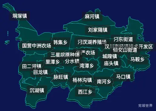 threejs孝感市汉川市geoJson地图3d地图css2d标签